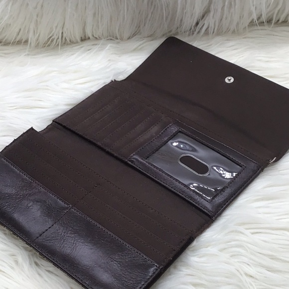 🌼3/$13🌼 BUNDLE DEAL! Nine & Co Brown Checker Print Canvas Wallet - Picture 6 of 7